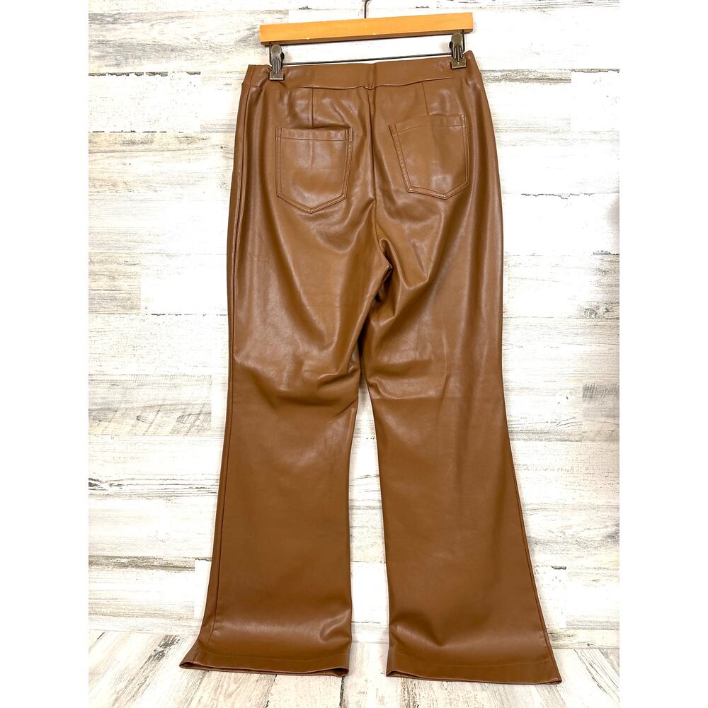 Marc New York Womens M Chestnut Brown Wide Leg Faux Leather Pull On Pants - Picture 2 of 7